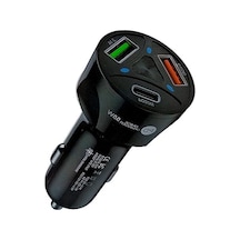 55w Araç İçi Hızlı Şarj Aleti, 2 Usb Ve 1 Type-c Çıkışlı