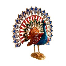 Kristal Taşlı Dekoratif Tavus Kuşu Biblosu - Mavi Renk