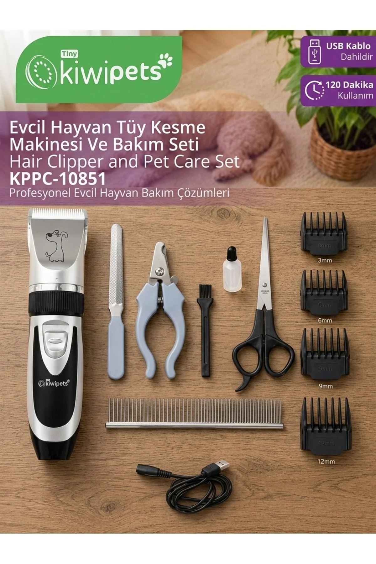 Pets Evcil Hayvan Tüy Kesme Makinesi Ve Bakım Set