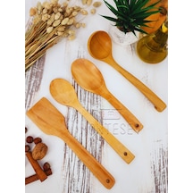 Ahşap Tahta Mutfak Kaşık Seti 4 Parça Kayın, Şimşir Ağacı 4-1