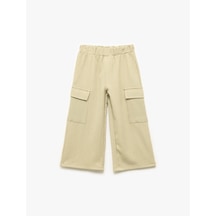 Koton Bürümcük Kumaş Beli Lastikli Geniş Paça Kargo Pantolon Yeşil 5smg40063ak Yeşil