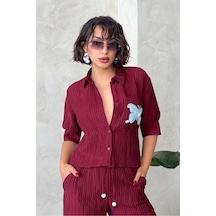 Verymoda Kelebek Detaylı Plise Gömlek D2782 Bordo