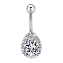 Chavin Beyaz Damla Taşlı Çelik Göbek Piercing Dt59By Beyaz