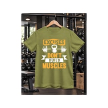 Segungear Excuses Erkek Regular Fit Baskılı Spor Tişört Haki - 933732766 Haki