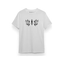 Demon Slayer Anime Upper Moon Demon Eyes Beyaz Kısa Kol Erkek Tshirt 001