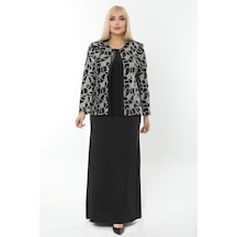 Ladies First Büyük Beden 3785 Siyah Ceket+elbise Takım 001