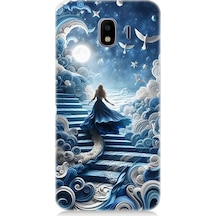 Samsung Galaxy J4 Duo Uyumlu Gökyüzü Merdiveni Kadın Desenli Silikon Kılıf Çok Renkli