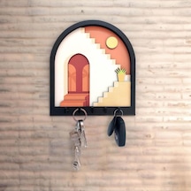 Caju Art & Decoration Turuncu Soyut Merdiven Tasarım 3d Katmanlı Duvar Askısı Anahtarlık Çok Renkli