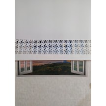 Ekru Lazer Kesim Modern Stor Güneşlik Perde