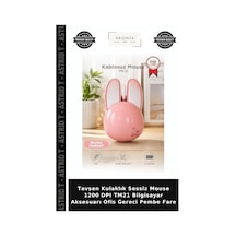 Tavşan Kulaklık Sessiz Mouse 1200 Dpı Tm21 Bilgisayar Aksesuarı Ofis Gereci Pembe Fare Diğer