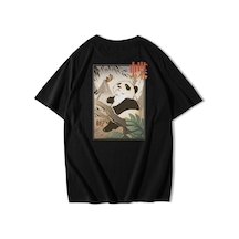 Brz Collection Unisex Oversize Arka Baskılı Butterfly And Japanese Panda T-shirt-siyah Siyah