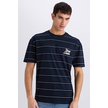 DeFacto %100 Pamuk Boxy Fit Bisiklet Yaka Baskılı Kısa Kollu Tişört E0592AX25SMNV253