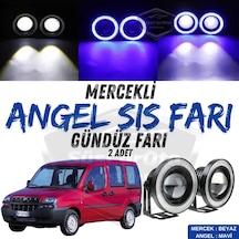 Fiat Doblo D1 2000-2005 Uyumlu Üniversal Mercekli Angel Sis Farı Metal Su Geçirmez 76 Mm Mavi Gündüz Farı Angel Sis Farı 55692993