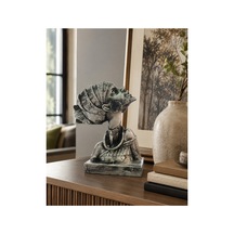 Etnik Kadın Büstü Polyester Dekor Biblo Antik Gümüş Yeşil Patina 16 28 Cm