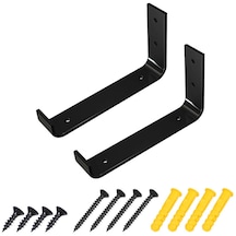 Homyl 2x Raf Aparatı Rustik Metal Vidalı Duvara Monte 22,5-cm Siyah