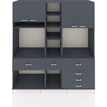 Kronos Dolap 11 Raflı 6 Çekmeceli 4 Kapaklı 220x59x243 Antrasit-antrasit/antrasit Antrasıt/antrasıt