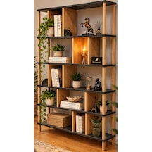 Veramoni 5 Raflı Modern Kitaplık 137x90x20 Cm - Antrasit Meşe Antrasit - Meşe
