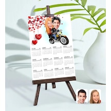 Bk Gift Kişiye Özel 15x21 Cm Fotoğraf Kartlı Sevgililer Karikatürlü Şövaleli 2023 Takvim -17