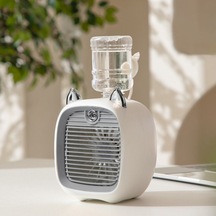 Ofis Masaüstü Mini Klima Fanı 270ml Su Tankı Sprey Soğutma Fanı Hava Soğutmalı Soğutucu - Gri Gri