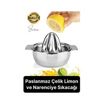 Paslanmaz Çelik Limon Ve Nar Sıkacağı Narenciye Mutfak El Aleti Pratik Sıkacak Yıkanabilir Hijyenik Çok Renkli