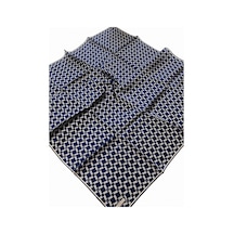 Armine Sura Saf İpek Eşarp 9636 34 İndigo Geometrik Desen