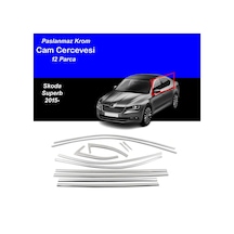 Skoda Super B Cam Çıtası Komple Set Çerçevesi Kromu Nikelajı 2015-2023