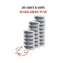 20'li Kadın Ayakkabı Saklama Kutusu Üst Üste Dizilebilir, Kapaklı Tasarım Şeffaf