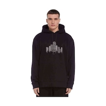 Silhouette Building Baskılı Siyah Erkek Kapşonlu Sweatshirt Silhouette Building Baskılı Siyah Erkek Kapşonlu Sweatshirt