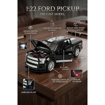 Ford Pickup 1:22 Ölçek Metal Siyah - Sesli, Işıklı Ve Çek Bırak Off-road Oyuncak Arazi Aracı Çok Renkli