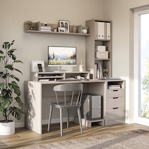 Mode Kitaplıklı Ve Raflı Çalışma Masası , Çalışma Ofis Masası , Bilgisayar Masası, Çekmeceli Çalışma Masası Kumtaşı