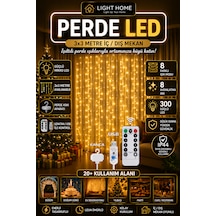 Light Home 3x3 Metre 300 Led Usb Perde Led Kumandalı 8 Modlu Dekoratif Peri Işığı Gün Işığı Gün ışığı