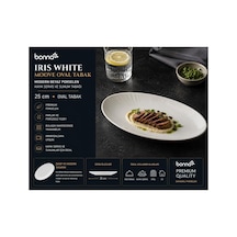 Bonna Iris White Porselen Oval Kayık Tabak 25x19 Cm - Modern Beyaz Kayık Servis, Salata Ve Sunum Tabağı Diğer