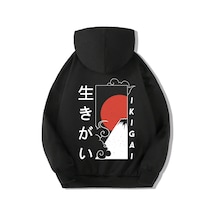 Brz Kids Unisex Çocuk Japanese Ikigai Hoodie-siyah Siyah