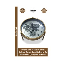 Premium Metal Çarklı Sehpa Saat Oda Dekoru Ev Hediyesi Çalışma Masası Çok Renkli