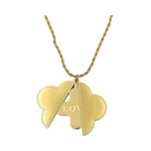 Çelik Büyük Yonca Burgu Zincirli Kolye Beyaz