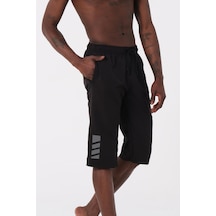 Siyah Diz Altı Uzun Boy Basic Model Su İtici Özellikli Erkek Plaj Deniz Kapri Şort - Dg341-siyah 001