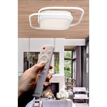 İkili Kare Led Plafonyer Avize Üç Renkli Beyaz Renkli Kumandalı Çok Renkli