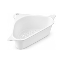 Lavabo Çöp Filtresi Ve Süzgeci - Vantuzlu Köşe Organizeri - Yemek Artığı Süzme Sepeti - Mutfak Evyesi Gider Koruyucu - Çıkarılabilir Plastik Hazne - Beyaz