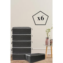 Adarya Home 6 Adet Kapitone Desenli Bazaaltı Hurç 60x40x22 Gri