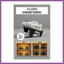 Bezos 5 Li Set Çiftli Ayakkabı Rampası & Ayakkalık Düzenleyici & Organizer Rengaren Çok Renkli