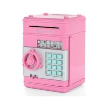 Şifreli Otomatik Kağıt Para Alan Kasa Kumbara Elektronik Atm Pembe