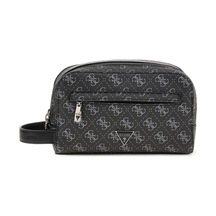 Guess Erkek Monogram Desenli İki Bölmeli El Çantası - Siyah Siyah