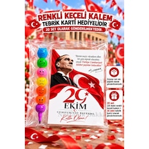 29 Ekim Cumhuriyet Bayramı 20 Adet Renkli Keçeli Kalem Tebrik Kartı Hediye Seti