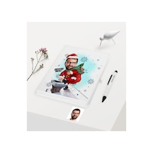 Kişiye Özel Yılbaşı Temalı Bay Karikatürlü Beyaz Defter Kalem Set (394448803)