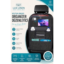 Bod Lux Linen Serisi Keten Koltuk Arkası Düzenleyici Araç İçi Organizer Siyah