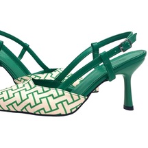 Kadın Yurba Yeşil İnce Topuk Tekstil Sandalet 8 Cm 2101 001