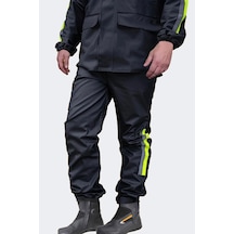 Motorcu Yağmurluk Takımı, %100 Su Geçirmez Pvc, Cepli, Reflektörlü, Fermuarlı, Siyah L L