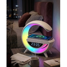 Hubrendy Tekno Rgb Işıklı Kablosuz Şarjlı Bluetooth Hoparlör Saat Ve Alarm Özellikli