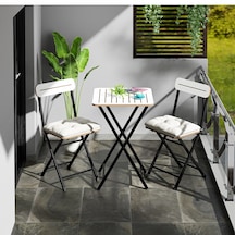 Bistro Takım Minderli Bahçe Masa Sandalye Beyaz 1403 Beyaz
