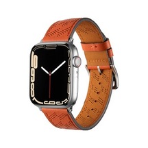 Apple Watch Uyumlu 44mm Krd-76 Pu Deri Kordon Strap Kayış - Turuncu